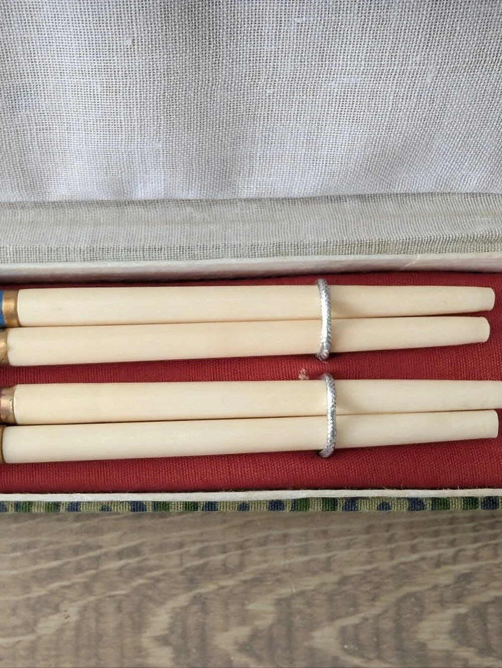 BoxVintage Cloisonné Enamel & Bone Chopsticks In Original Box Set Of 2